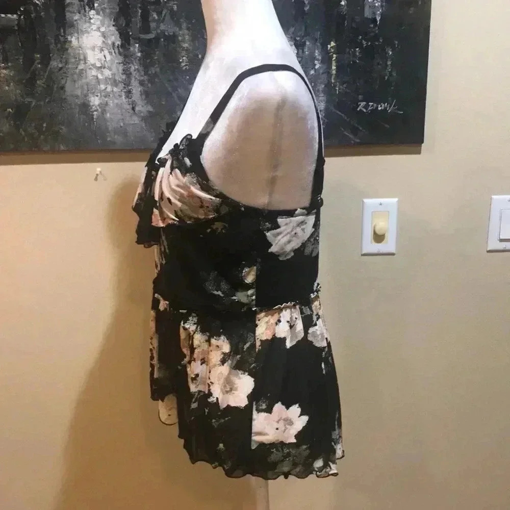 American Rag Floral Ruffled Adjustable Strap Layered Wrap Hem Camisole Top-L - Picture 3 of 13